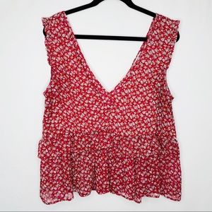 Floral Ruffled Tank XL